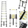 10.5Ft/3.2M Aluminum Telescopic Ladder Safe and Stable Extend Attic
