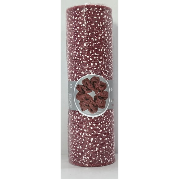 Snow-Flecked White and Red Burlap Mesh Christmas Ribbon, 10.5" x 12', by Holiday Time