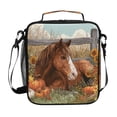 thumbnail image 1 of 10.5X9.5in Square Insulated Lunch Bag Leak-proof Lunch Box for Outdoor Work Picnic Farm Brown Horse, 1 of 6