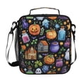 thumbnail image 1 of 10.5X9.5in Square Insulated Lunch Bag Leak-proof Lunch Box for Outdoor Work Picnic Spooky Halloween Fabric, 1 of 6
