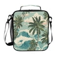 thumbnail image 1 of 10.5X9.5in Square Insulated Lunch Bag Leak-proof Lunch Box for Outdoor Work Picnic Tropical Trees by The Sea, 1 of 6