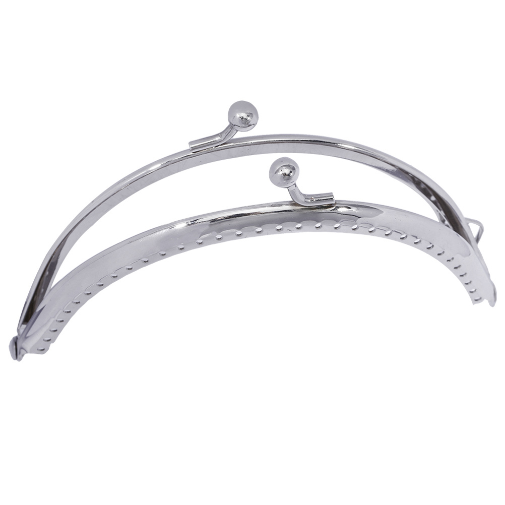 10.5cm Semicircular Arch Iron Purse Frame Decorative Silver Beads Lock