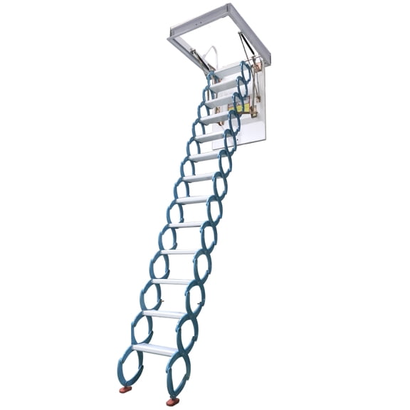 10.5ft Attic Pull Down Ceiling Ladder Stairs Hidden Folding Loft Ladder Stairs 13 Steps Al-Mg Alloy