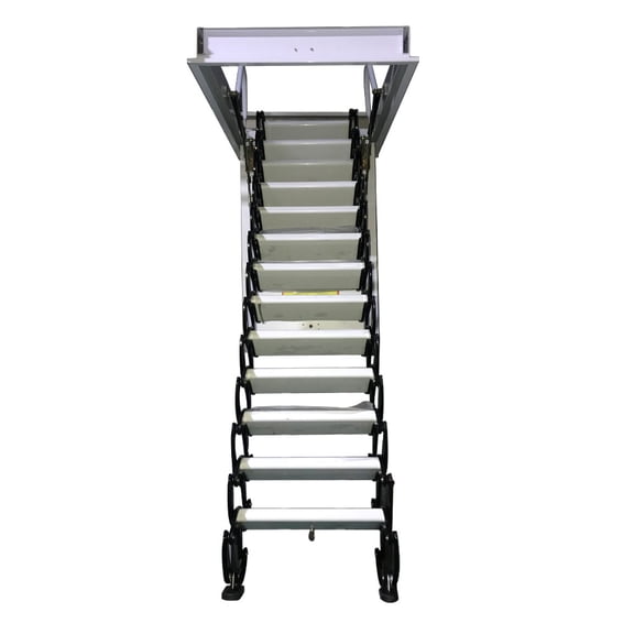 10.5ft Attic Pull Down Ceiling Ladder Stairs Hidden Folding Loft Ladder Stairs 13 Steps Al-Mg Alloy
