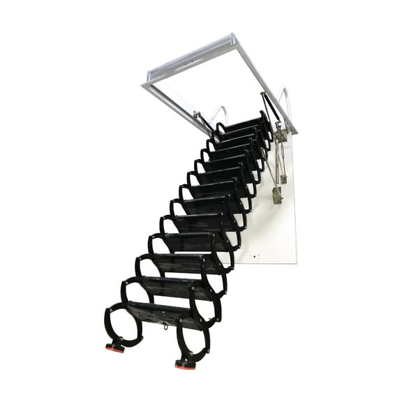 10.5ft Folding Loft Stair Attic Pull Down Ceiling Ladder Stair 13 Step 660lbs Load Black Ti-Mg Alloy