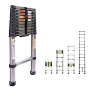 10.5ft Multi-Purpose Extension Ladder Stainless Steel Telescoping Folding Ladder 330lbs Max Load Capacity, Portable Sturdy Extendable Ladder Space Saving for Home Office DIY Building Maintenance