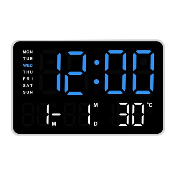 10.5in Digital Clock with Color Led and Lighting Adjustment, Date, Temperature, Humidity for Home or Easy to Read
