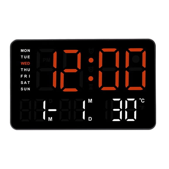 10.5in Digital Wall Clock With Date, Temperature and Auto Savings Time Desk Decoration Color Option