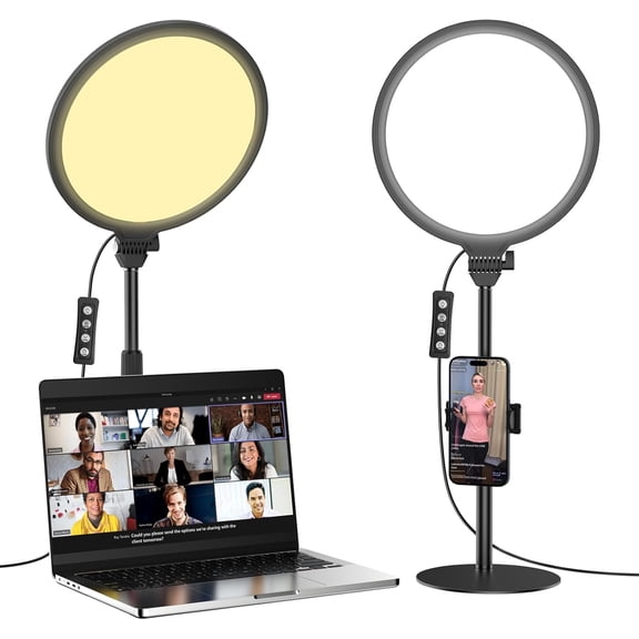 10.5in LED Desk Light, Video Conference Lighting for Zoom Meeting/Video Calls, Live Stream, Home Office, Computer Lighting for Webcam, Online Classes, Professional Streaming
