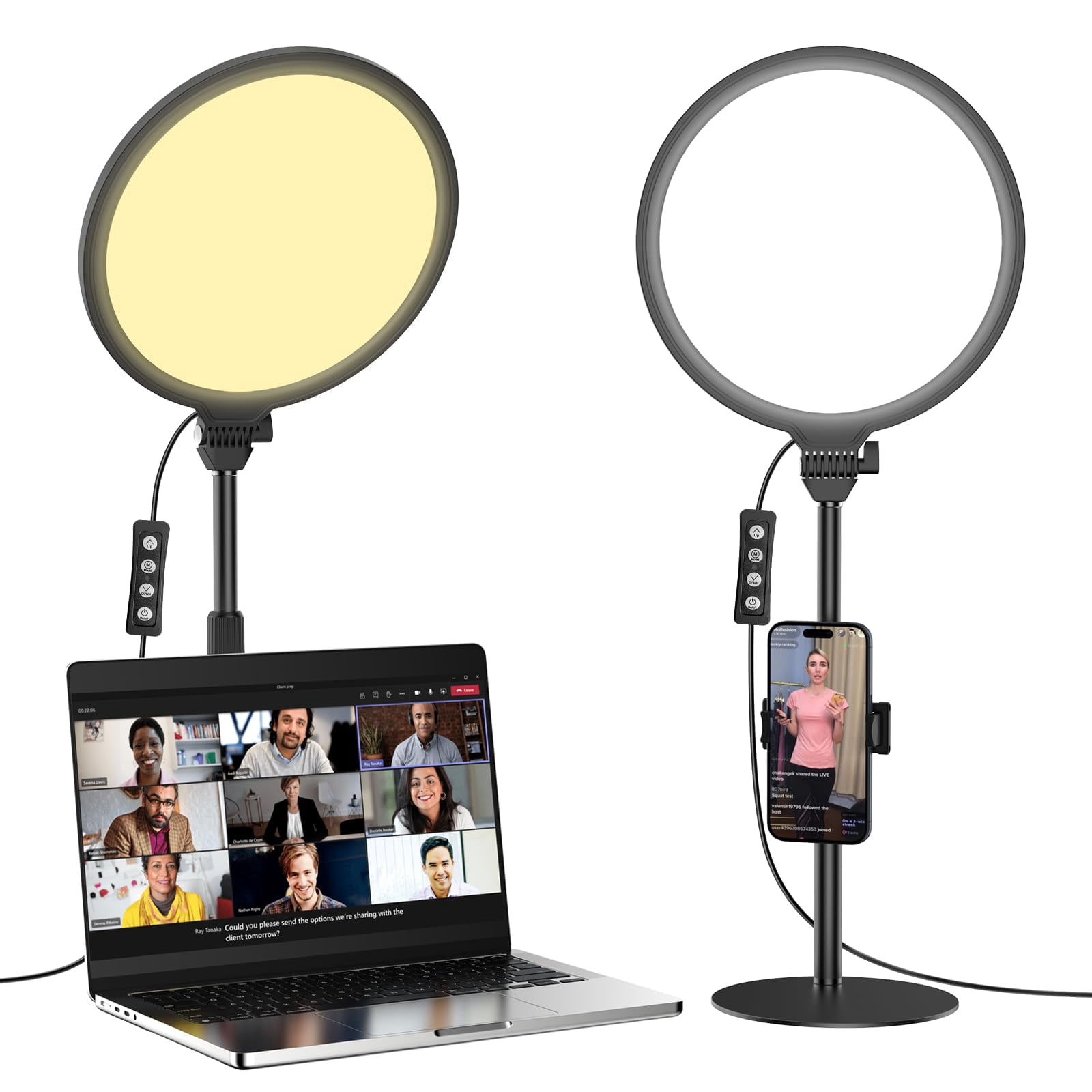 10.5in LED Desk Ring Light, Video Conference Lighting for Zoom Meeting ...