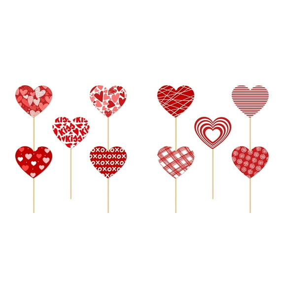 10/5pcs Valentine's Day Metal Yard Sign Heart Valentine Metal Yard Stakes Wedding & Party Garden Stake for Planter Pot Walkway Outdoor Decoration
