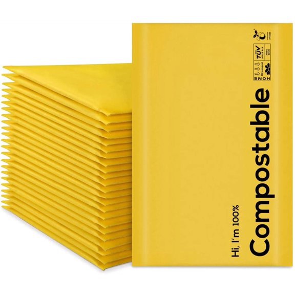 10.5x16 100% Biodegradable Bubble Mailers,25 Count #5 Compostable Padded Packaging Wrap Envelopes Pouches Eco Friendly Self Seal Bags$$