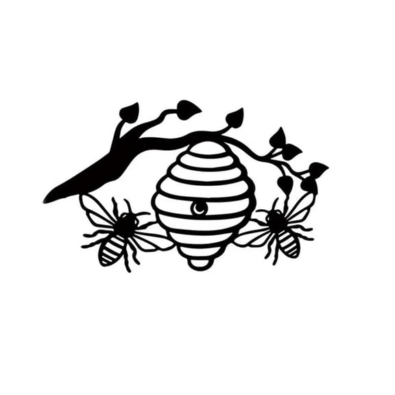 106.04 Inches Metal Iron Novelty Metal Bee Hive Garden Decor Sculpture Honeycomb Decoration Tree Silhouette Hanging Bees Garden Yard Backyard