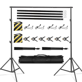 DQQKMM 10×6.5ft Backdrop Stand Kit,Adjustable Photography Studio Backdrop, 4 Crossbars, 6 Spring Clamps, 4 Backdrop Clips, 2 Sandbags and Carrying Bag for Studio Photography & Party Ceremony(2.0mX3m)
