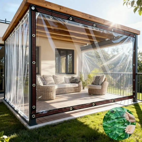 10*6.6in Outdoor Waterproof Tarpaulin,Transparent,Tear-Resistant,Sunproof,Thickened,Windproof and Rainproof for Protection in All Conditions|YISHFHP(Without rope)