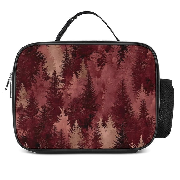 10.68.3in Removable Meal Bag Heat Preservation Easy Folding Buckle Design Large Capacity Easy To Carry Realistic Forests Camouflage Pattern Conifer Maroon_1