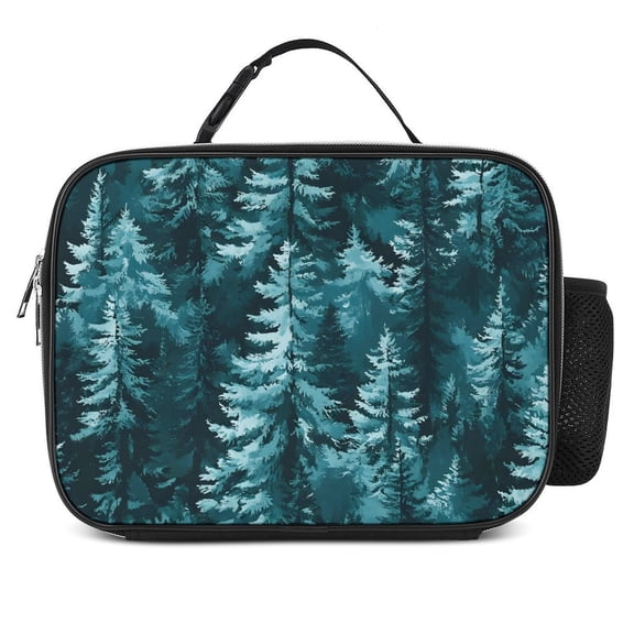 10.68.3in Removable Meal Bag Heat Preservation Easy Folding Buckle Design Large Capacity Easy To Carry Realistic Forests Camouflage Pattern Conifer PaleTurquoise_3