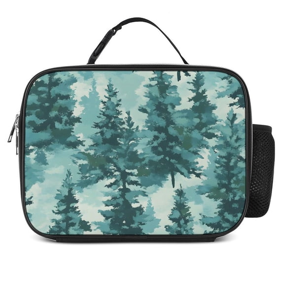 10.68.3in Removable Meal Bag Heat Preservation Easy Folding Buckle Design Large Capacity Easy To Carry Realistic Forests Camouflage Pattern Conifer PaleTurquoise_4