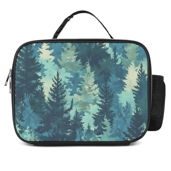 10.68.3in Removable Meal Bag Heat Preservation Easy Folding Buckle Design Large Capacity Easy To Carry Realistic Forests Camouflage Pattern Conifer PaleTurquoise_1