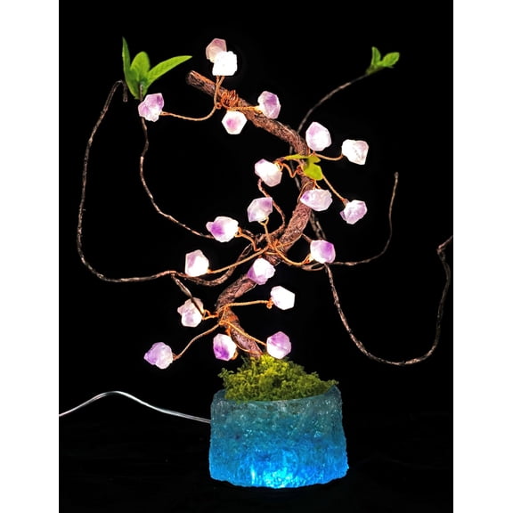 10.6" Crystal Tree of Life Night Light with Remote USB Battery Powered | LED Tree Light with Timer, Adjustable Warm to Cool White, Healing Stone Decor, Unique Gift for Women, Housewarming, Birthday