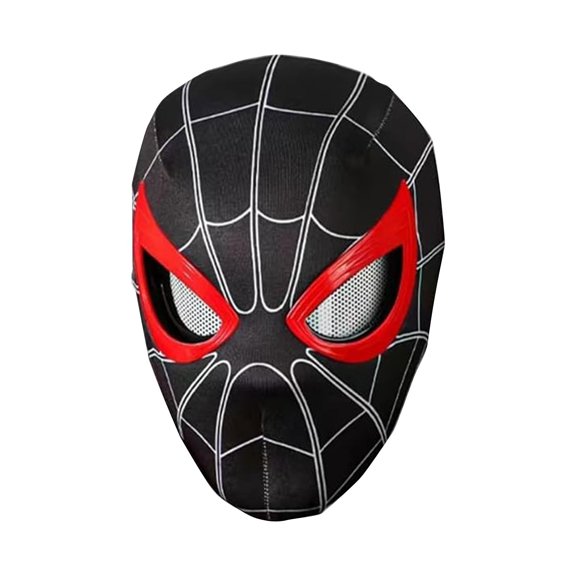10.6" Full Head Halloween Peter Hero Mask with Moving Eyes, Breathable Elastic Fabric Peter Hero Cosplay Mask Head Cover, Chin Control Eyes Blinking, Halloween Costume Mask Color Box Package