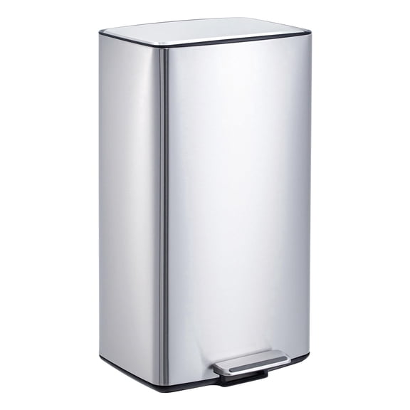 10.6 Gal Trash Can with Lid, 40L Fingerprint Proof Stainless Steel Kitchen Trash Can with Filter, Removable Inner Bucket and Foldable Foot Pedal for Home Office Commercial