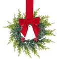 thumbnail image 1 of 10.6 Inch Artificial Cedar Norfolk Christmas Wreath with Red Berries & Velvet Bow, Faux Pine Hanging Wreath for Front Door, Wall, Window, Mantel Indoor and Outdoor Holiday, 1 of 4