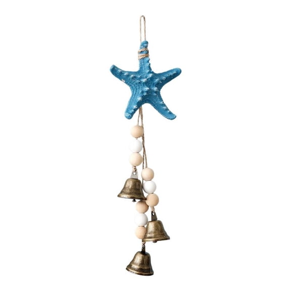 10.6-Inch Coastal Starfish Wind Chime Nautical Ocean Wall Hanging, Rustic Beach House Decor for Patio Garden Porch Bedroom Nursery Accent
