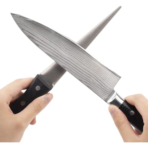 10.6 Inch Diamond Sharpening Rod Sharpening Stone, Diamond Fine Tapered File with wooden handle