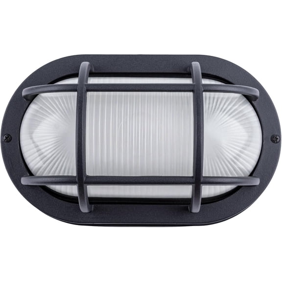 10.6 Inch Oval LED Bulkhead Light Fixture Wall or Ceiling Flush Mount Waterproof 14.5W 1200 LM 3000K Matte Black 1-Pack