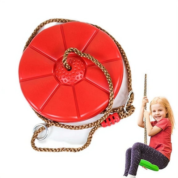 10.6 Inch Tree Swing,Single Disc Seat and Adjustable Climbing Rope Set for Backyard,Easy Installation Outdoor Swing,Up to 220lbs,Heavy Duty Treehouse and Outdoor Playground Accessories