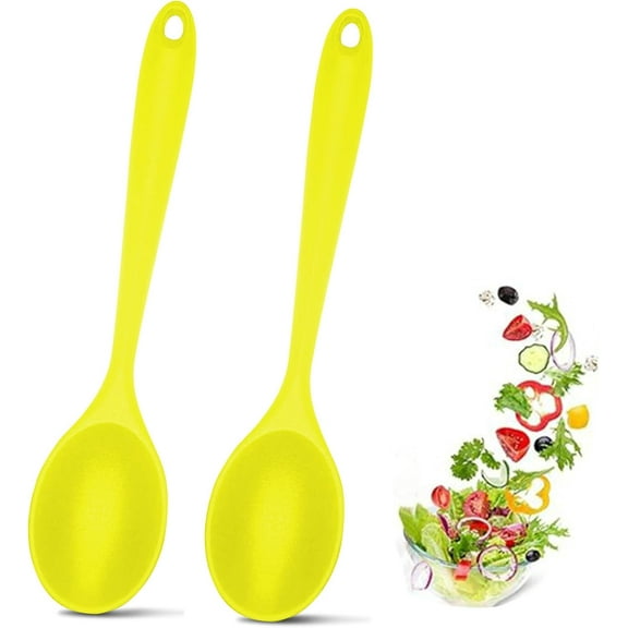 10.6 Inches Silicone Nonstick Mixing Spoons, Pack of 2, Heat Resistant Silicone Spoons for Cooking, Cooking Utensil for Kitchen Cooking Baking Stirring Serving
