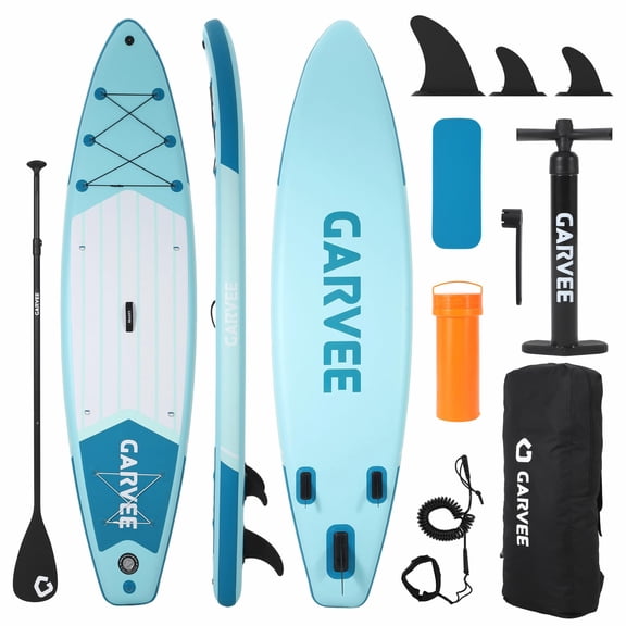 10'6" Inflatable Paddle Board, Wide Stable Stand Up SUP with Non-Slip EVA Deck, Camera Mount and Premium Accessories, Mint Blue