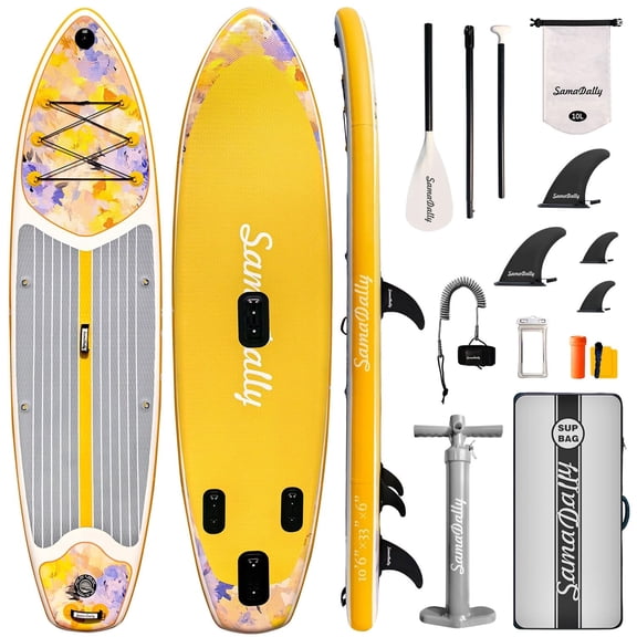 10.6' Inflatable Stand Up Paddle Boards, 33" Paddle Board of All Skill Levels with Complete Inflatble SUP Accessories, Hand Pump, Waterproof Bag, Removable Fin, Leash