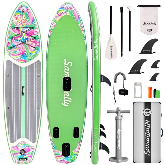 10.6' Inflatable Stand Up Paddle Boards, 33" Paddle Board of All Skill Levels with Complete Inflatble SUP Accessories, Hand Pump, Waterproof Bag, Removable Fin, Leash
