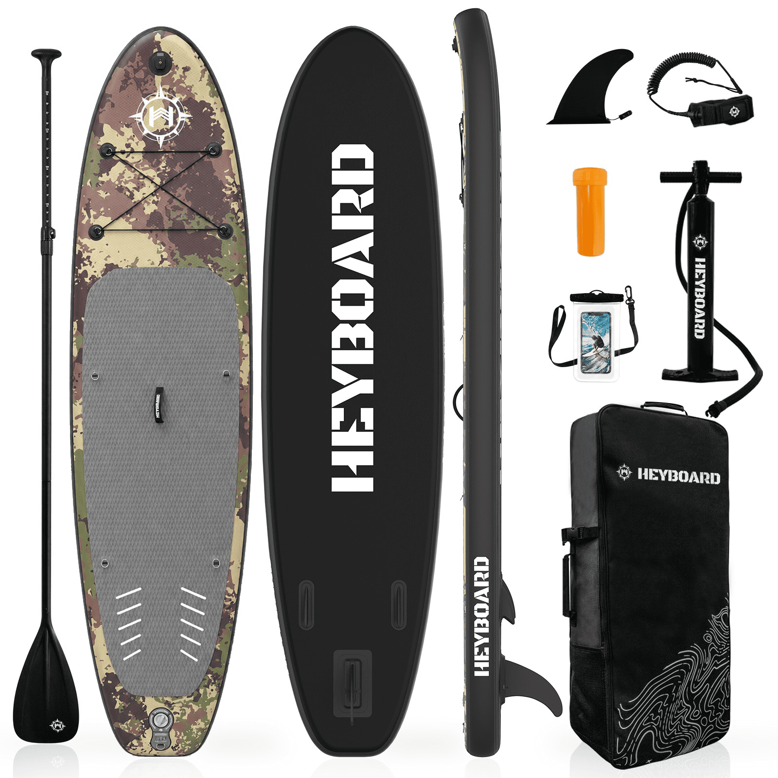 10'6" Inflatable Stand Up Paddle Board for Adults, Non-Slip EVA, Camera Mount, Camouflage