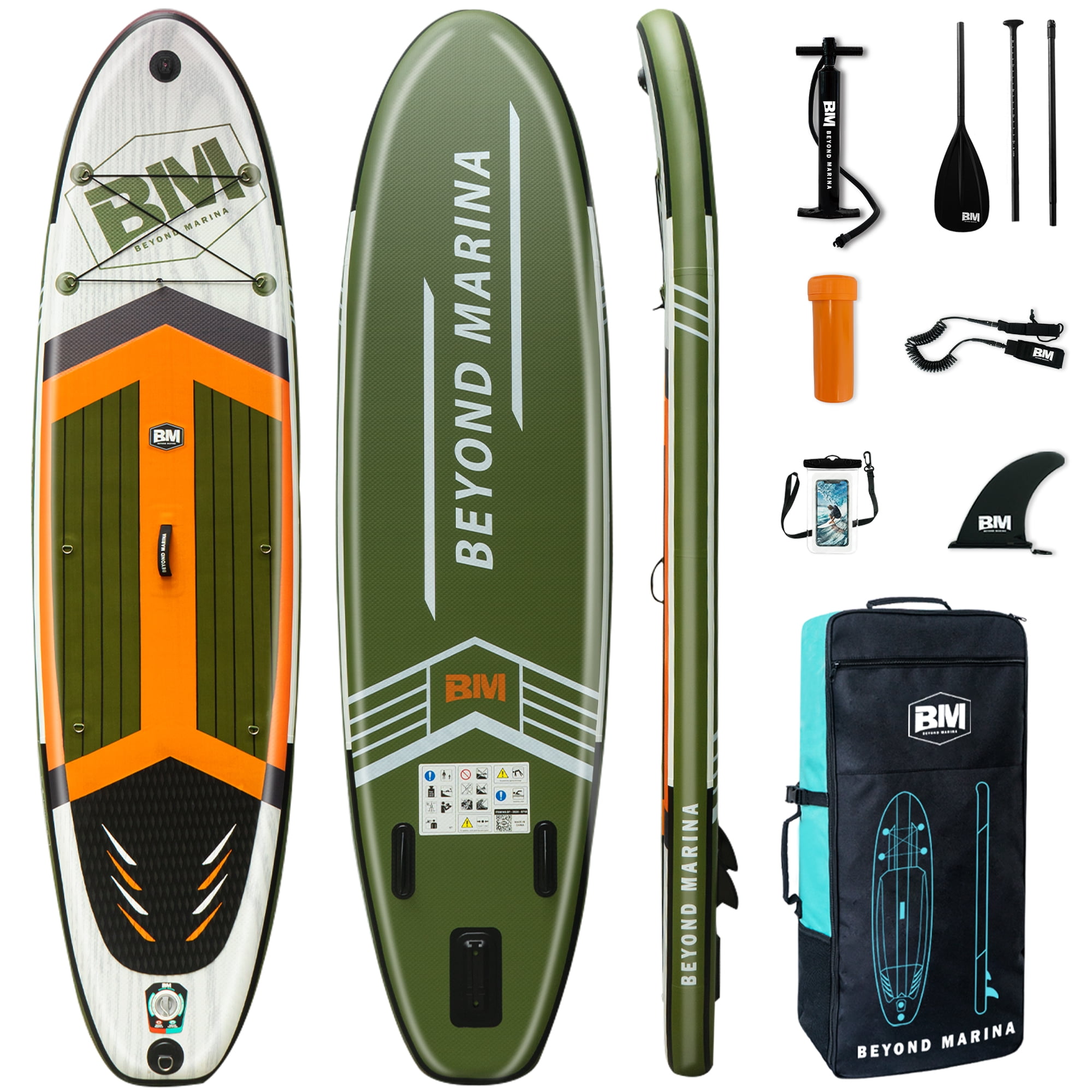 10'6" Inflatable Stand Up Paddle Board for Adults, Non-Slip EVA, Camera Mount, Cold Wood