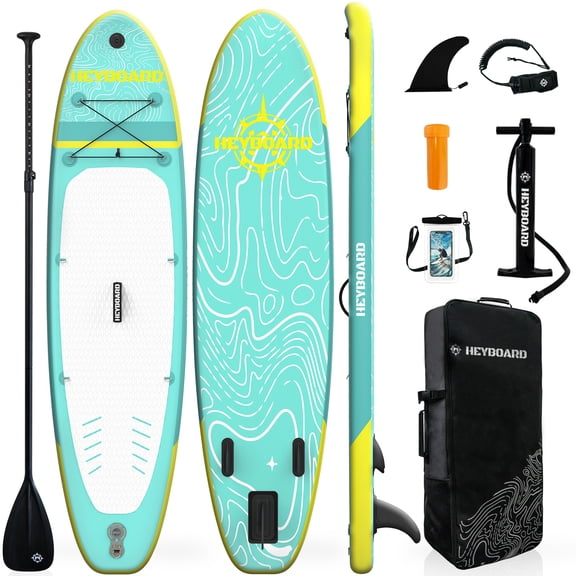 10'6" Inflatable Stand Up Paddle Board for Adults, Non-Slip EVA, Camera Mount, Mint Green