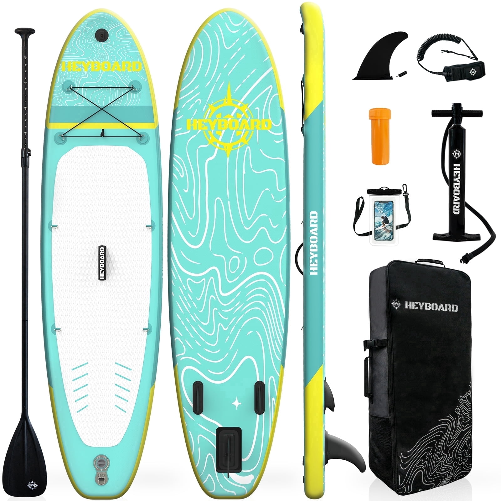 10'6" Inflatable Stand Up Paddle Board for Adults, Non-Slip EVA, Camera Mount, Mint Green