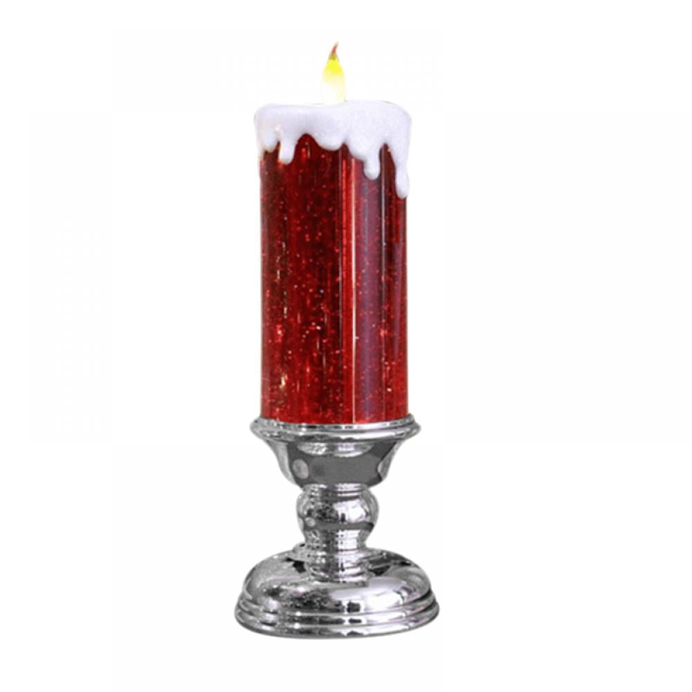 10.6" LED Lighted Christmas Flickering Candle Glittering Snow Dome
