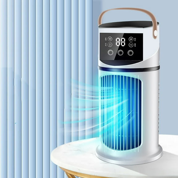 10.6" Tower Fan for Bedroom, Quiet Cooling Desk Fan, 80° Oscillating, 9 Speed, 4 Mode, 8h Timer, Digital Screen, Portable, Safe Bladeless Table Fan for Home Desktop Office