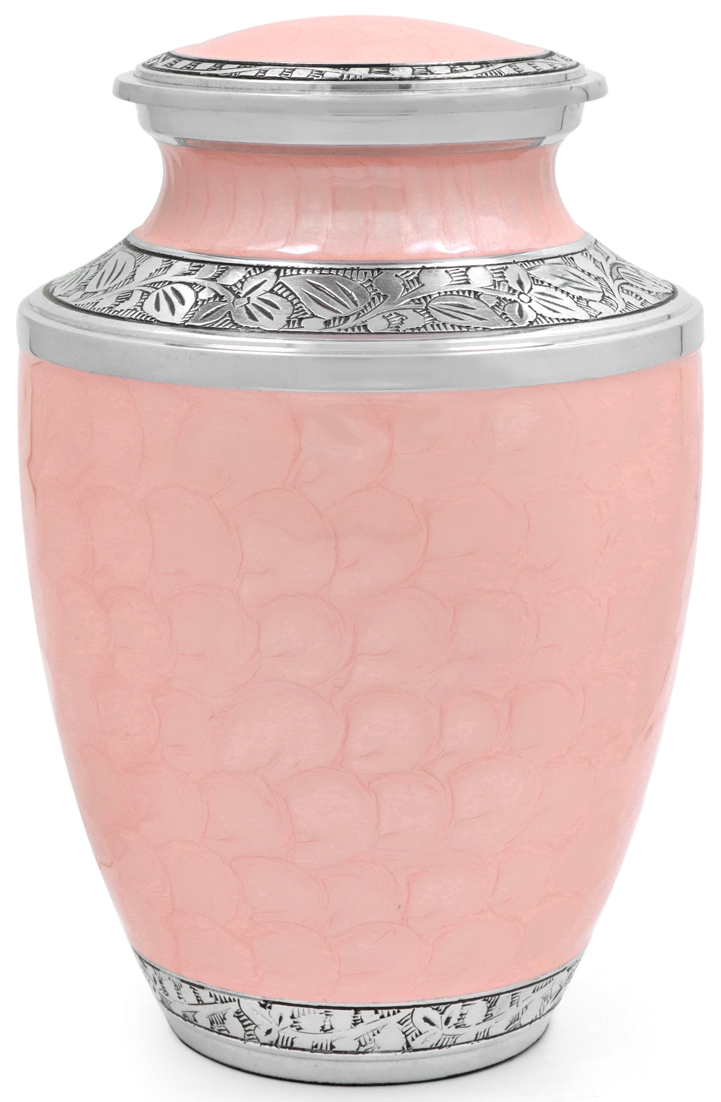 Aluminum Handcrafted Urn - Elegant Keepsake Holder for Adult Human Ashes (Powder Pink & Silver)