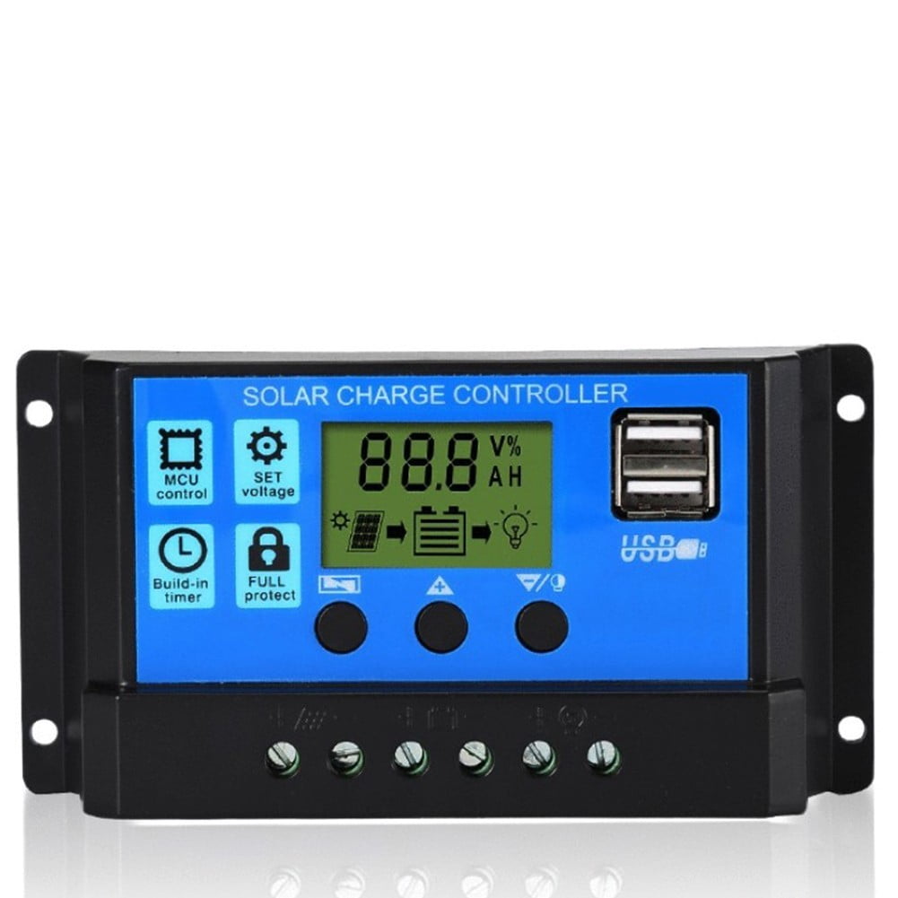 Renogy 10 Amp 12V/24V PWM Negative Ground Solar Charge Controller Compact Design w/LCD Display for AGM, Gel, Flooded and Lithium