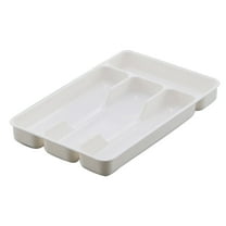 10.62"×6.92"×1.37" Narrow Silverware Organizer, Compact Kitchen Drawer Tray for Cutlery Storage, Plastic Utensil Holder for Spoons Forks Knives (White, 1 Pack)