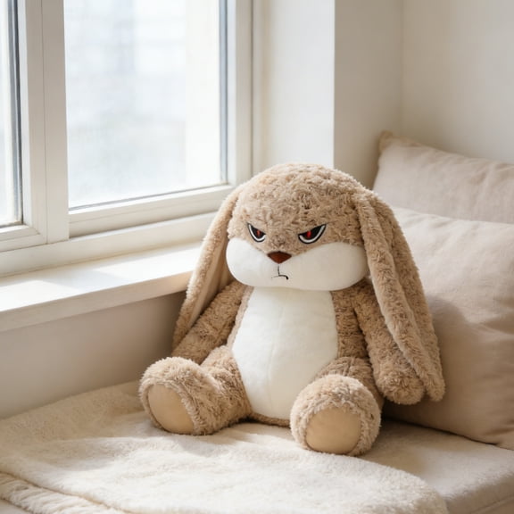 10.62 Inch Angry Rabbit Stuffed Animal - Soft Grumpy Bunny Plush, Fun Easter Gift Idea, Great for Easter Baskets, Party Favors & Home Decor