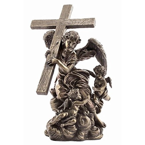 10.63 Inch Angel Carrying Cross - From Alaleona Chapel Statue, Bronze