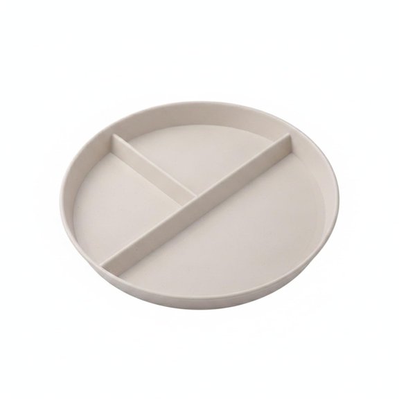 10.63 x 10.63 x 3.35 Inch 3-Compartment Wheat Straw Composite PP Dinner Plate, Beige