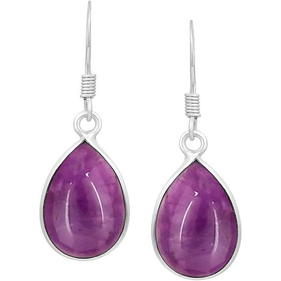 Natural Amethyst 925 Silver Plated Handmade Dangle Earrings For Women, Purple Stone February Birthstone Earrings Jewelry Gifts For Her Wife Women Sister Girfriend