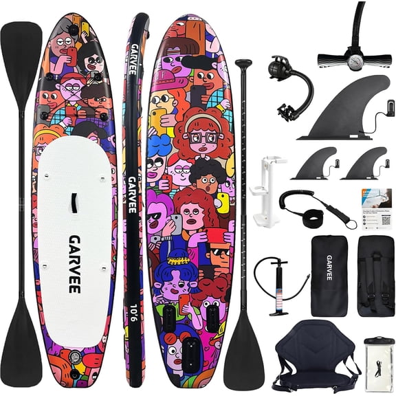 10.6Ft Inflatable Stand Up Paddle Board 31 In Wide SUP Kit with Electric Pump Seat Paddle Camera Mount Bag and Accessories