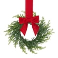 thumbnail image 1 of 10.6Inch Small Christmas Wreaths for Kitchen Cabinet,Artificial Christmas French Pine Wreath with Red Bow for Home Decor, 1 of 4